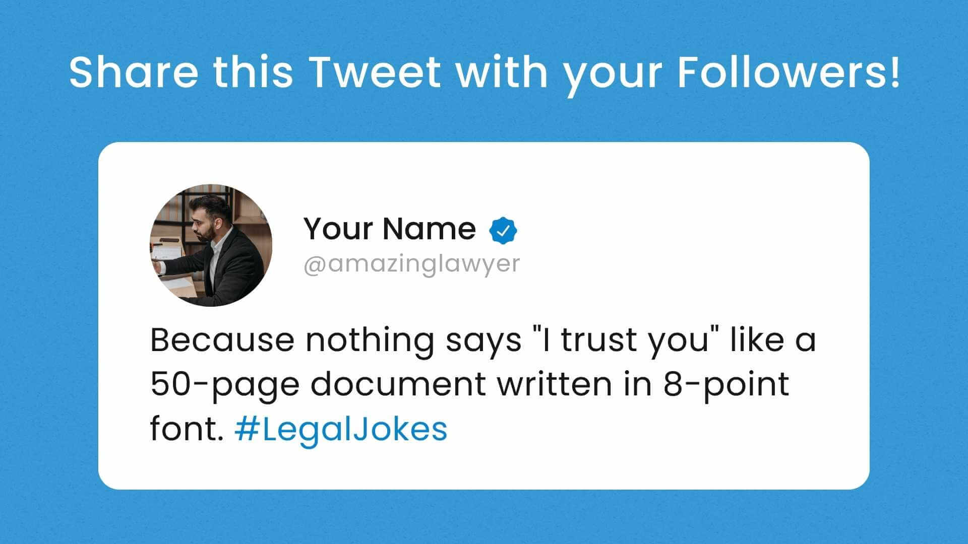 share legal joke on twitter